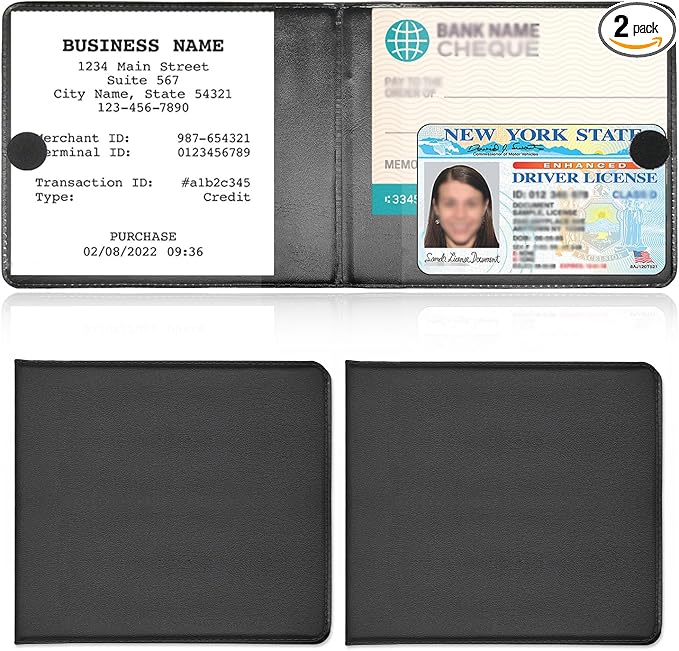 Kewucn 2 Pack Car Registration Insurance Holder, 10.55''×4.8'' Essential Auto Card Glove Box Organizer, Vehicle Interior Accessories Perfect for Most Car, Truck, SUV(Black)