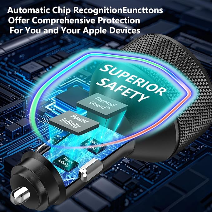 Car Charger USB C, Rombica 4-Port 90W USB-C&USB-A Car Power Cigarette Lighter Adapter Dual 45W PD/QC Multiport Type C Fast Charger for iPhone 17 17 Pro Max 16 15 14 13 12 11/Galaxy S26 S25/Pixel/iPad