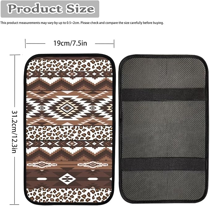 Tribal Aztec Center Console Cover Easy to Install Car Armrest Cushion Protector Protect from Pet Claws Soft Universal Fit for Vehicles,Cars,Suvs,Vans,Sedans