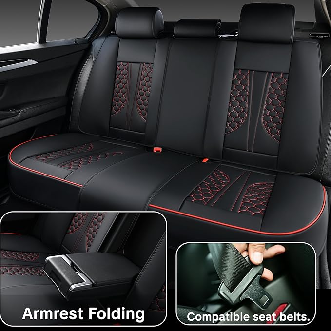Wertigen Black Car Seat Covers Full Set,Waterproof Leather Car Seat Covers,Suitable for suvs, sedans, and Pickup Trucks