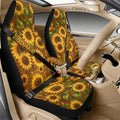 Qeluxign PU Leather Car Seat Covers Set - Includes 2 Seat Protectors, 2 Shoulder Pad Covers, 1 Armrest Cover for Car Decoration,Sunflower Music Notes Bee