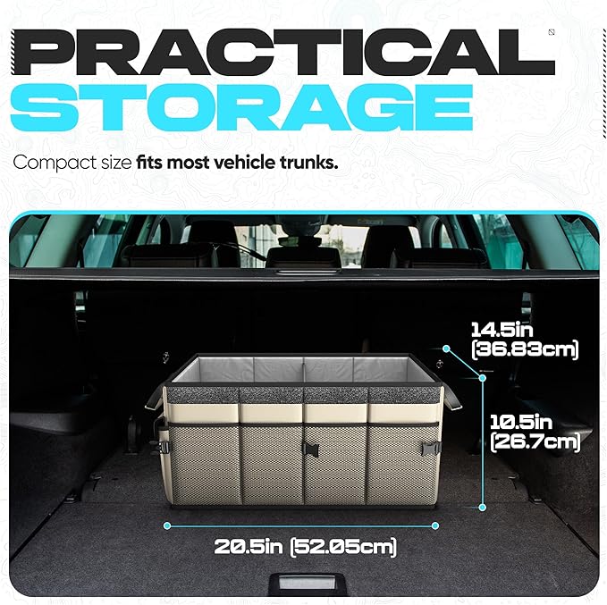 FORTEM Trunk Organizer For SUV Car Trunk Organizer, Foldable Storage, Car Accessories for Women Men, Collapsible Bag, Perfect Christmas Gifts, 600D Oxford, Non Slip Bottom, Straps, Soft Cover (50L)