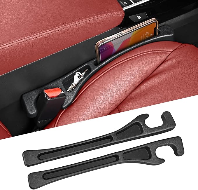 Car Seat Accessories, Car Seat Gap Filler, Car Organizers and Storage with Phone Holder, Car Interior Accessories Fit Sedan SUV Truck -2PCS Black