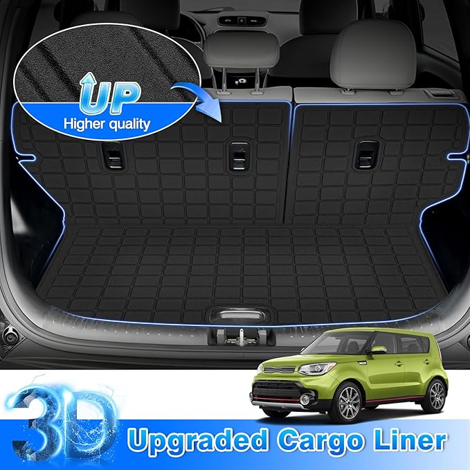 Soul Floor Mats - Car Mats for KIA Soul 2014-2019 (Not fit Hybrid), All Weather Floor Mats and Cargo Liner for Soul Accessories, Heavy Duty Rubber Mats, Car Accessories