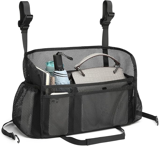 Car net Pocket Handbag Holder, car Purse Holder can be Used to Store Items, Protective Barrier for Children and Pets in The Back seat of car, Helps to Drive Safely (Black)