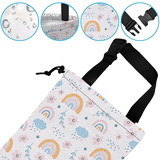 ghatobty Car Trash Bag Hanging Cloud Rainbow Flower Car Trash Can Waterproof Garbage Bag Hanging for Car Back Seat