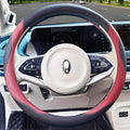 Universal Car Microfiber Leather Steering Wheel Cover Anti-Slip for 14.5"-15" (Black-Wine)