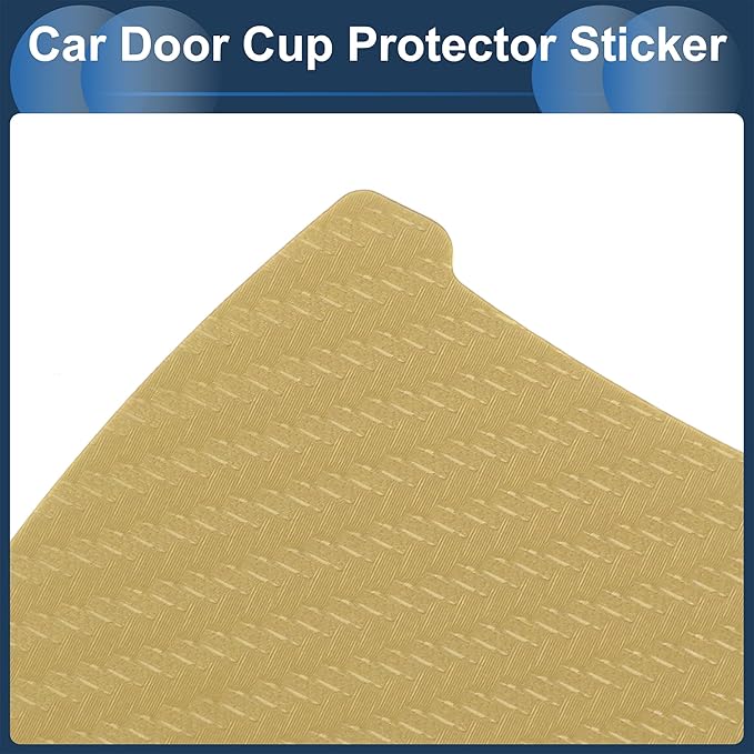 3D Car Door Handle Scratch Protector, 84x94mm Removable Magnetic Car Door Handle Protective Film Gold Tone, 4 Pcs
