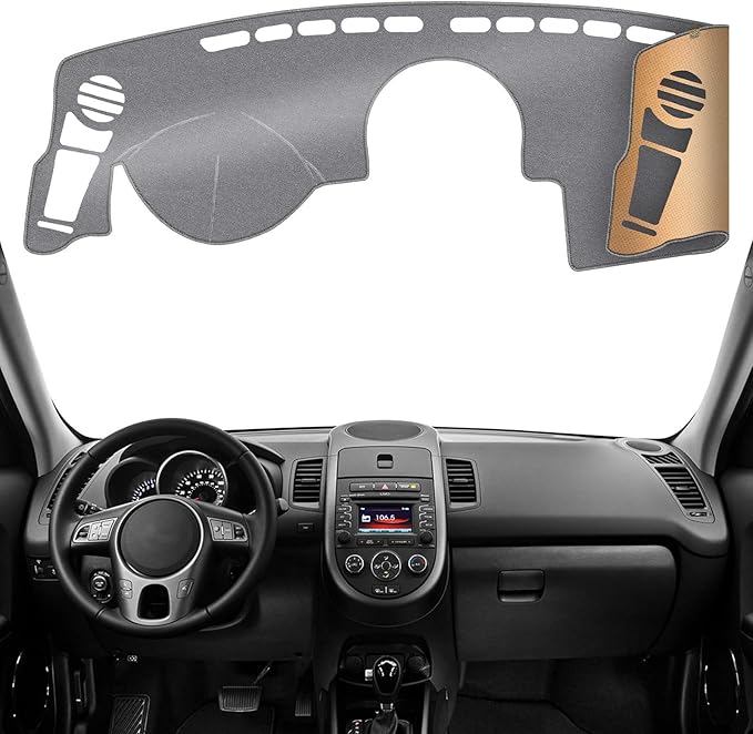 KEYOOG Dashboard Cover Dash Mat Fit for K-ia Soul 2013-2010 (for Left Hand Drive),Car Dash Board Mat Anti-Glare Carpet,Non-Slip Pad Sunshield Protector (Grey)