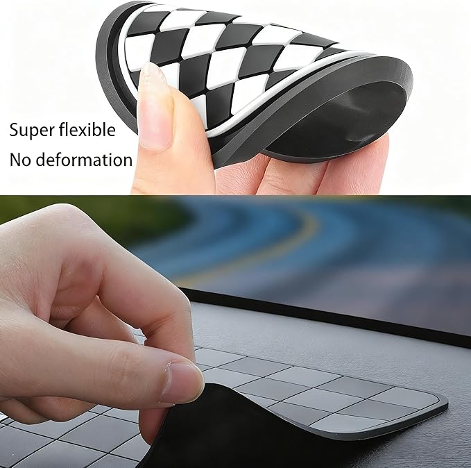 Car Interior Accessories Set – 2PCS Silicone Cup Holder Coasters & 1PCS Anti-Slip Dashboard Pad, Universal Non-Slip Rubber Mat for Phone Keys Sunglasses, Fit for Car SUV Truck