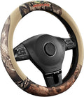 Mossy Oak Full Camo Steering Wheel Cover - Made from Premium Leather, Universal Fit for 14 1/2 to 15 inches - Official Licensed Product - Beige Color