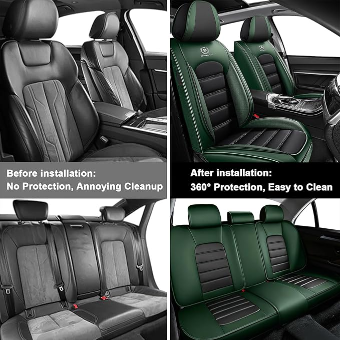 AREKA 5 Seat Covers for Honda Accord 2003-2026 Breathable Car Seat Covers,Anti-Slip Waterproof Car Seat Protectors with Airbag,Automotive Vehicle Cushion with Storage Pockets (Standard,Green)