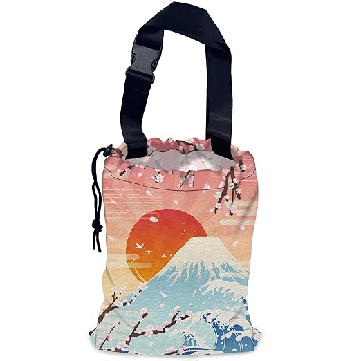 NHNXHWIA Plum Blossoms Car Trash Bag,Sunrise Hanging Drawstring Car Garbage Bag,Waterproof Canvas Car Back Seat Organizer with Adjustable Buckle,for Vehicles,SUVs,Camping,Road Trips