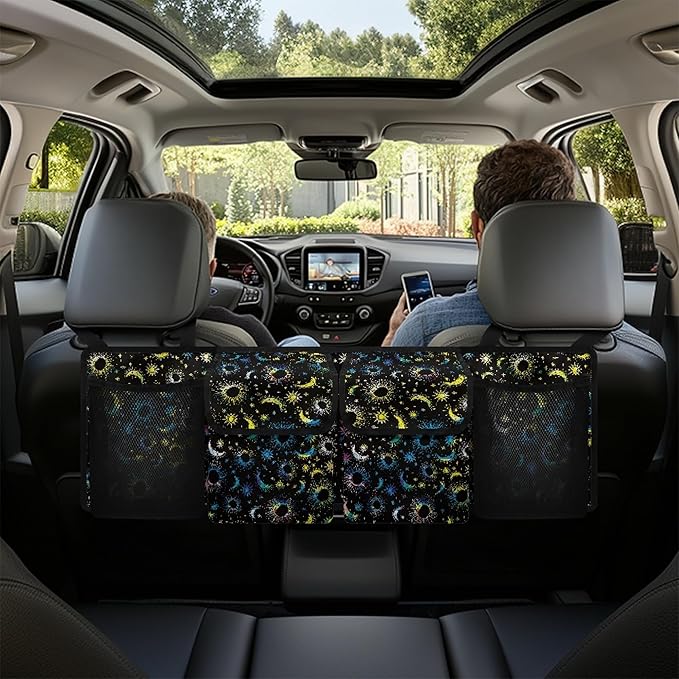 CLOHOMIN Multicolor Patterned Car Trunk Organizer, Fashion Car Accessory, Easy to Install, Washable, Car Backseat Storage Bag, Auto Sedan SUV