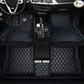 All-Weather car Floor MATS-Suitable for 99% of car Models,Leather car mat, offering Personalized Embroidery and Multiple Color Options,Provide Protection for car Rug (Black Blue)