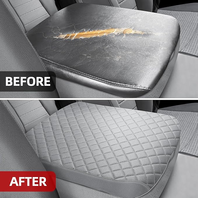 Center Console Cover Fit for 2002-2012 Ram 1500 2500 3500 Jump Seat Console, Comfortable Armrest Cover Protector Customized Car Accessories, Armrest Cushion Pad with Hidden Pocket (Gray)