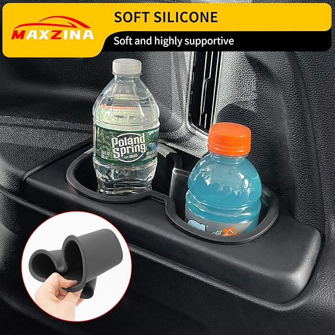 Maxzina Cup Holder Compatible with 2023-2025 Honda Pilot Rear 3rd Row Black Silicone Center Console Insert Cup Holder Bottle Holder Interior 2PCS Decoration for 2024 Pilot Accessories