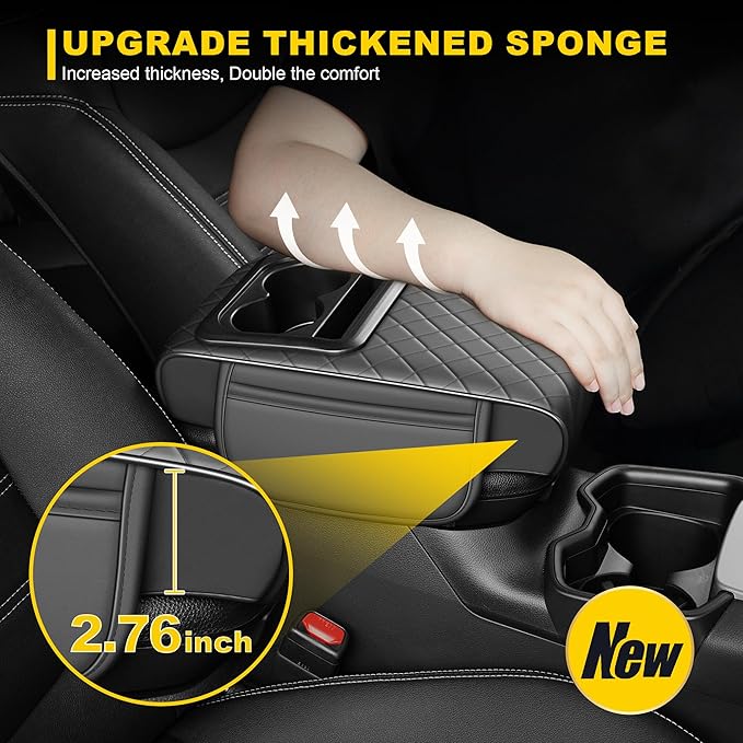 Center Console Cover for Chevrolet/Chevy Malibu Waterproof Armrest Cover with Plus Comfort Lift Design,Anti-Scratch Auto Armrest Pad Accessory （Grey