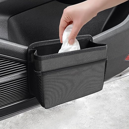 HUFIDA Mini Car Trash Can, Hanging Car Trash Bin Foldable Garbage Organizer for Vehicle Essentials