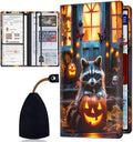 Car Registration Holder, Waterproof PU Leather Vehicle Card Document Glove Box Organizer, Women Interior Auto Accessories Case for Cards, Driver License Car Insurance Holder, A Raccoon and Pumpkin