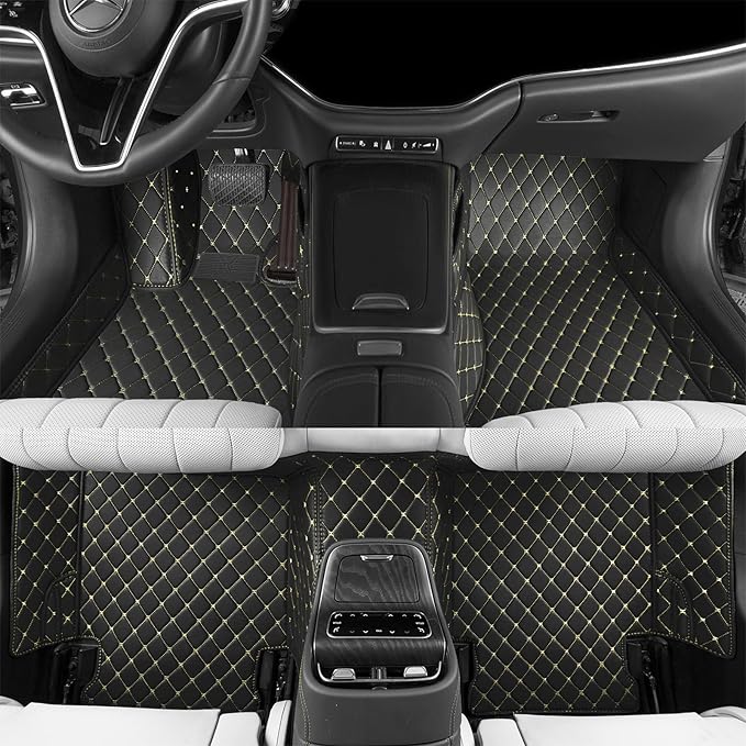 Luxury car Floor mats are for 99% of Vehicle Models,All Weather car Floor mats Provide Comprehensive Protection for Vehicles,Floor mats for car Personalized Customization! (Black Yellow)