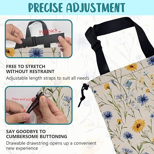 KXWQTRDD Car Garbage Bag Abstract Blue and Yellow Flowers Hanging Canvas Car Trash Bag Drawstring Car Back Seat Organizer for Car Back Front Seat Console with Adjustable Buckle