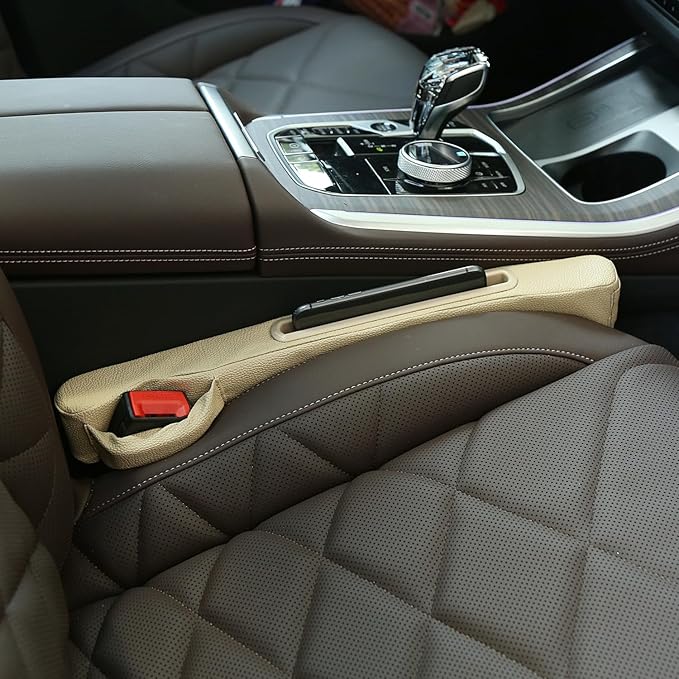 TATACLEA Car Accessories,Car Gap Plug,Car Seat Gap Prevent Small Items from Falling,2 Combinations of Main and Passenger Seats Universal.(Beige)