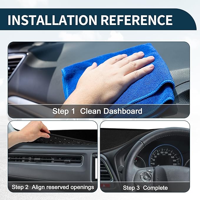 Dash Cover for Honda Civic Non-Slip | Center Console Dashboard Cover Mat Black 1 Pcs