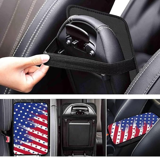 American Flag Arm Rest Cover Car Easy to Install Armrest Console Cover Protect from Pet Claws Cars Console Covers Universal Interior Accessories Cars Arm Rest Cover