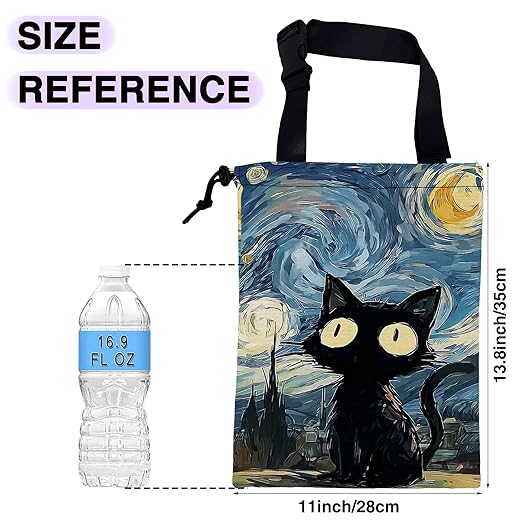 UUCBTAH Car Trash Bag Cat Under The Starry Sky Car Garbage Bag Waterproof Car Trash Can for Back Seat with Adjustable Straps and Drawstring, Foldable Car Trash Bin for Car Accessories