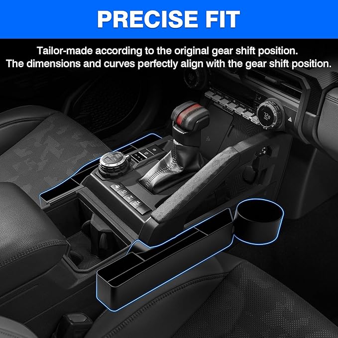 Autorder Gear Shift Organizer for Toyota Tacoma 2024-2026/4Runner 2025-2026 Accessories Center Console Organizer Removable Cup Holder Gear Shift Insert Tray with Anti-Slip Mat