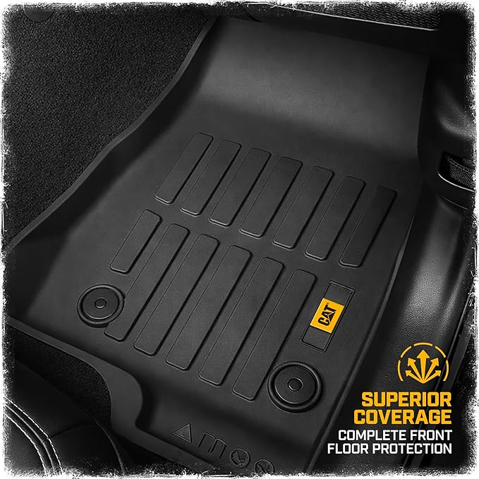 Cat® JustFit™ 3D Floor Mats for Jeep Wrangler 4XE 2021–2026 4-Door Custom Fit All Weather Floor Liners Heavy Duty Rubber Mats for 4XE Hybrid Jeep Wrangler Accessories for Full Interior Protection 4dr