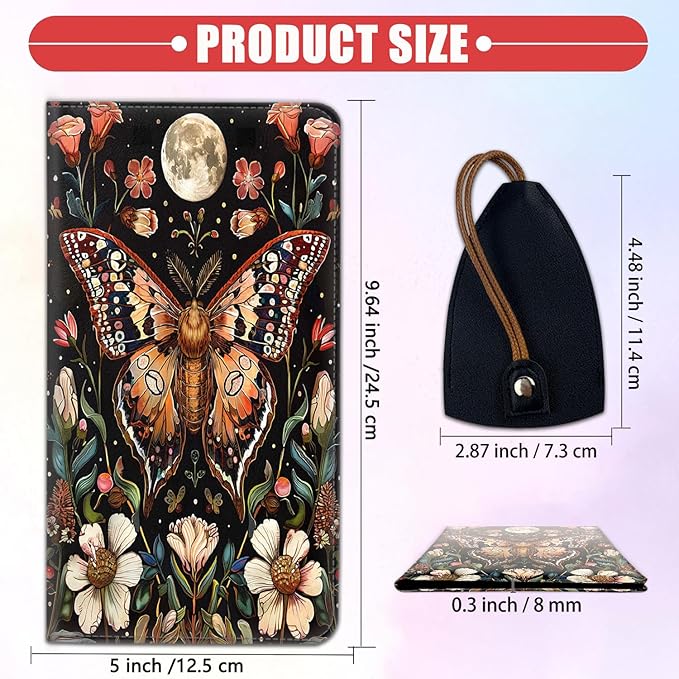 Car Registration and Insurance Card Holder for Women Men, Waterproof PU Leather Glove Box Car Organizer with Magnetic Shut, Vehicle Document Holder for Driver License,Cards, Moth Moon Pattern