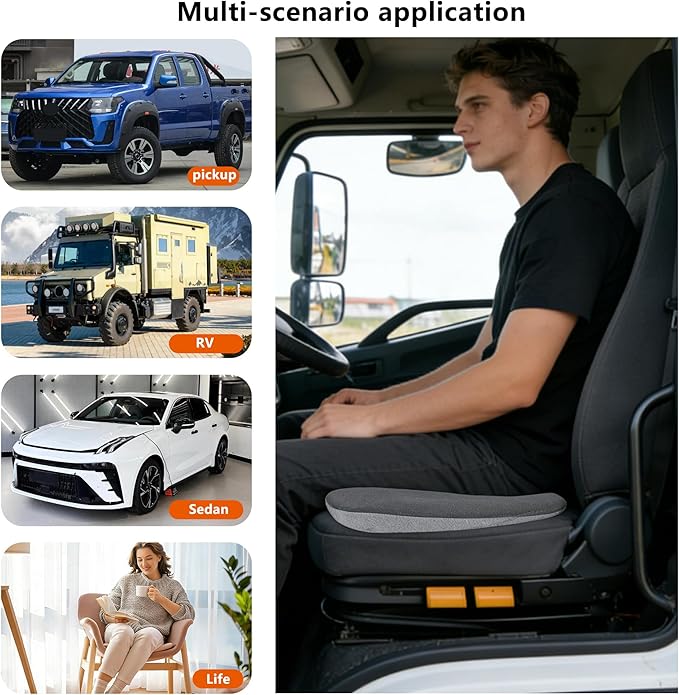 2 in 1 Car Seat Cushions or Lumbar Support Pillow for Driving, Memory Foam Truck Seat Pad for Office Chair, Sciatica & Lower Back Pain Relief, Grey