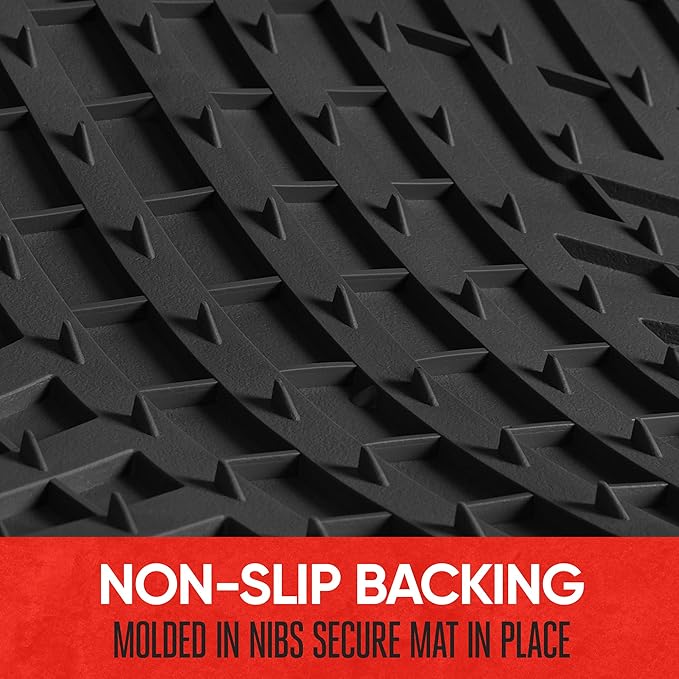 Motor Trend FlexTough Plus-2 Piece Front Car Floor Mats- Black Contour Liners-Deep Dish Heavy Duty Rubber Floor Mats for Car SUV Truck & Van-All Weather Protection, Universal Trim to Fit