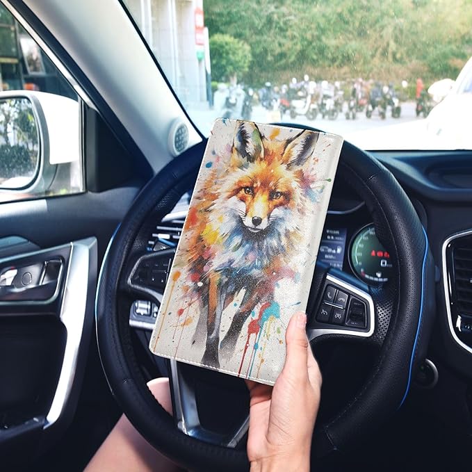Cute Fox Animal Car Registration and Insurance Holder Vehicle Glove Box Organizer Car Accessories Wallet Case for Women Men 202a4856