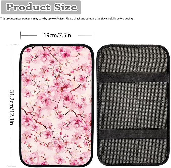 Pink Cherry Blossom Print Center Console Cover Pad Armrest Cover for Car Universal for SUVs,Cherry Blossom Auto Interior Accessories