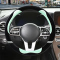 14 inch Furry Cute Steering Wheel Cover, Soft Fluffy Short Plush Auto Accessories, Non-Slip Cold-Proof Sweat-Proof Colorfast(Black with Green)