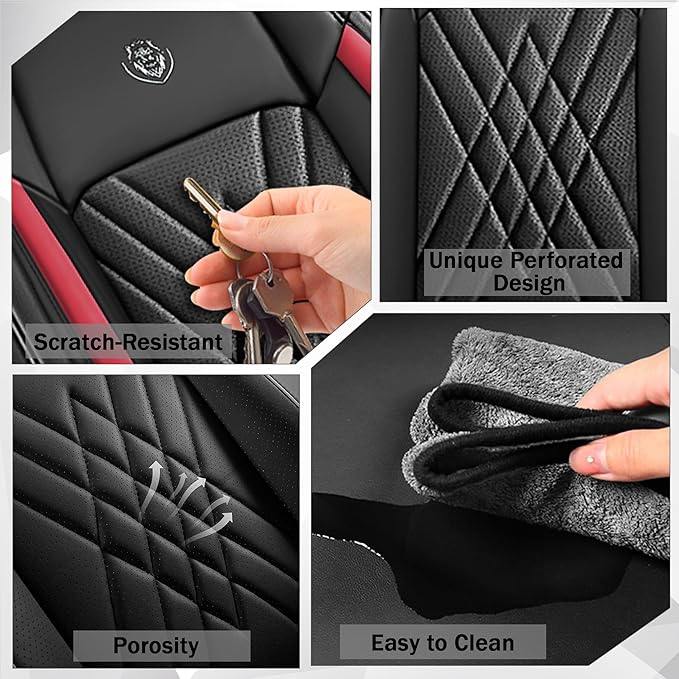 JGDL Car Seat Covers for Subaru Crosstrek 2016-2026, 2 Piece Set Nappa Leather Non-Slip Seat Protectors, Breathable Seat Cover Set. (Deluxe 2 Seats, Black Red)