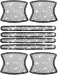 kingsea 8pcs Bling Car Door Handle Protector Stickers,Crystal Rhinestone Glitter Car Door Handles Cup Scratch Protectors Decals Universal (White & Black)