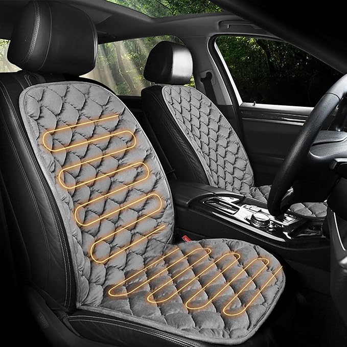 ESMING Driver Or Passenger Car Seat Cushion for Full Back and Seat-Gray