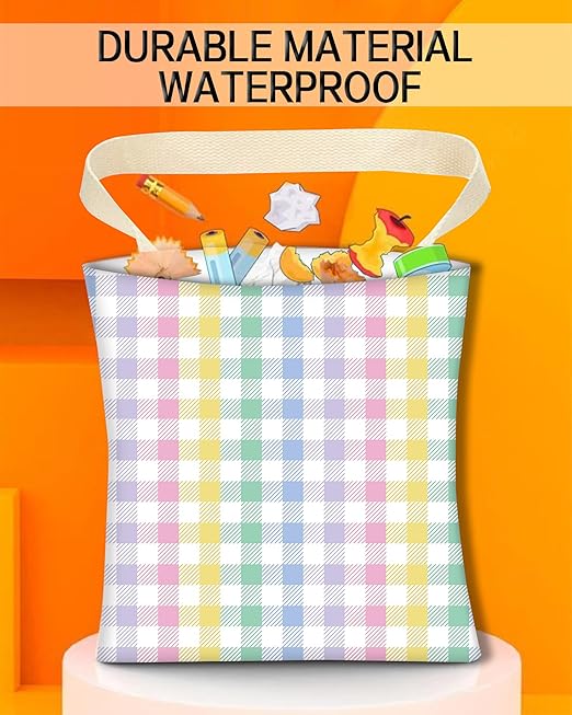 ANKVRP Car Trash Can, Durable Hanging Car Trash Garbage Bag, Cute Automotive Garbage Cans Organizer, Cute Rainbow Checkerboard