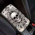 Dreaweet Gothic Skull Car Center Console Cover Universal Fit Scratch Resistant Arm Rest Cover for SUV Sedan Soft Comfort Armrest Cover Center Console Cushion Pad