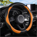 Steering Wheel Cover, Anti Slip Breathable Comfort PU Imitation Leather Cute Car Accessories for Women Girl, Universal Protector in All Season 15 inch Fit Most Car(Orange)