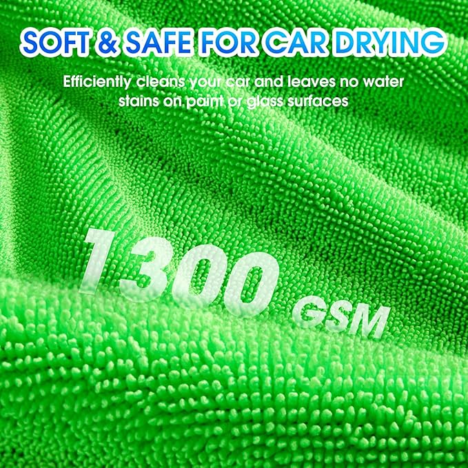BMLEI 48”x24” Car Drying Towel for Full-Sized SUV, Dual Sided Car Cleaning Cloth with Twisting Yarn Technique, 1300GSM Super Absorbent Scratch-Free, Twisted-Loop Microfiber Towels for Cars, Trucks