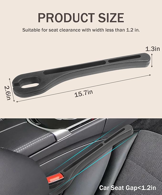 2 Pack Car Seat Gap Filler,Car Gap Filler,Car Accessories Car Seat Gap Filler Organizer,Prevent Things from Falling Between Seat and Center Console,Universal Gap Filler for Car(Black)