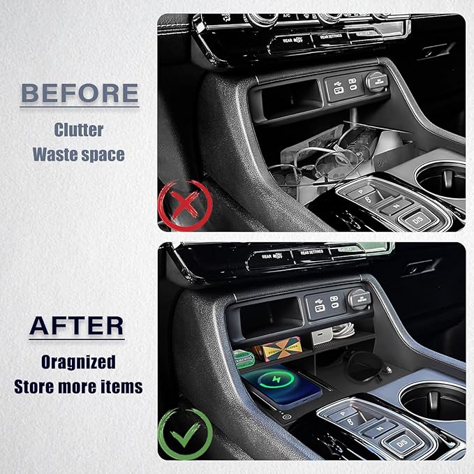 Neepiar Center Console Organizer Compatible with 2023 2024 2025 2026 Honda Pilot/ 2026 Honda Passport Secondary Storage Box ABS Material Insert Divider Interior Accessories