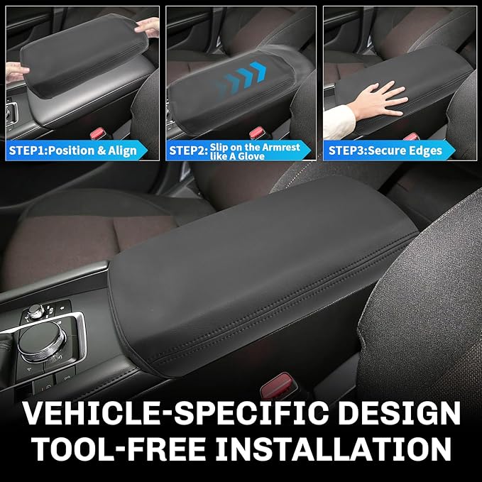 SXCY for 2025 2026 Mazda 3 Armrest Cover for 2019-2025 2026 Mazda 3 Accessories 2025 2026 Mazda3 Center Console Cover 2025 2026 Mazda3 Middle Console Cover (Thin Cover Black Line)