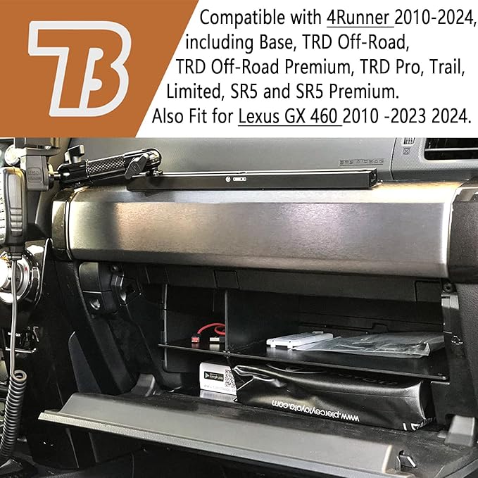 TACOBRO Glove Box Organizer Compatible with 4Runner 2010 2011-2019 2021 2022 2023 2024 and GX 460 2010-2024 Accessories, Insert Glove Compartment ABS Materials, Black