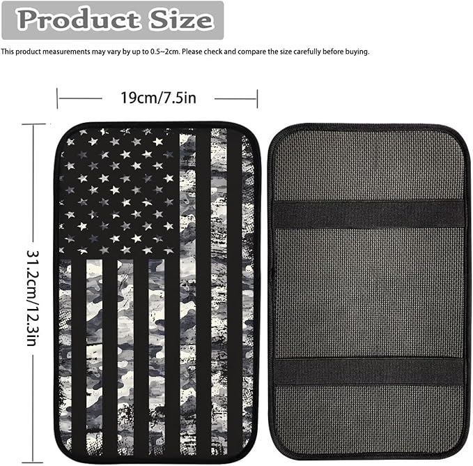 Horeset Camouflage American Flag Auto Armrest Cover Center Console Anti-Scratch Car Armrest Seat Box Pad Accessories Interior Decor Fit Most Vehicle